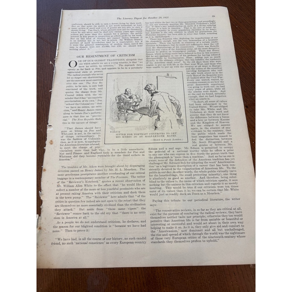 Vintage Literary Digest 1921 Page J.H. Dowd Cartoon Vatican History Newsprint